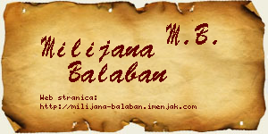 Milijana Balaban vizit kartica